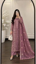 Dusty Mauve Embroidered 3-Piece Suit