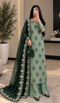 Emerald & Sage Green Embroidered 3-Piece Suit ✨