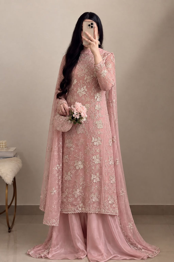 Blush Pink Embroidered 3-Piece Suit